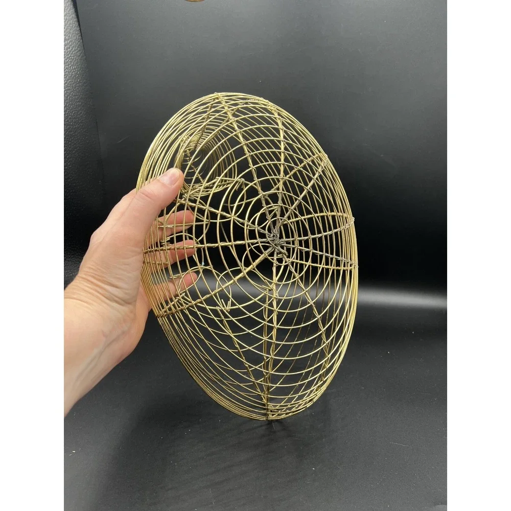 VTG Bird Duck Chicken Shaped Gold Wire Egg Collection Basket Wing Handles
